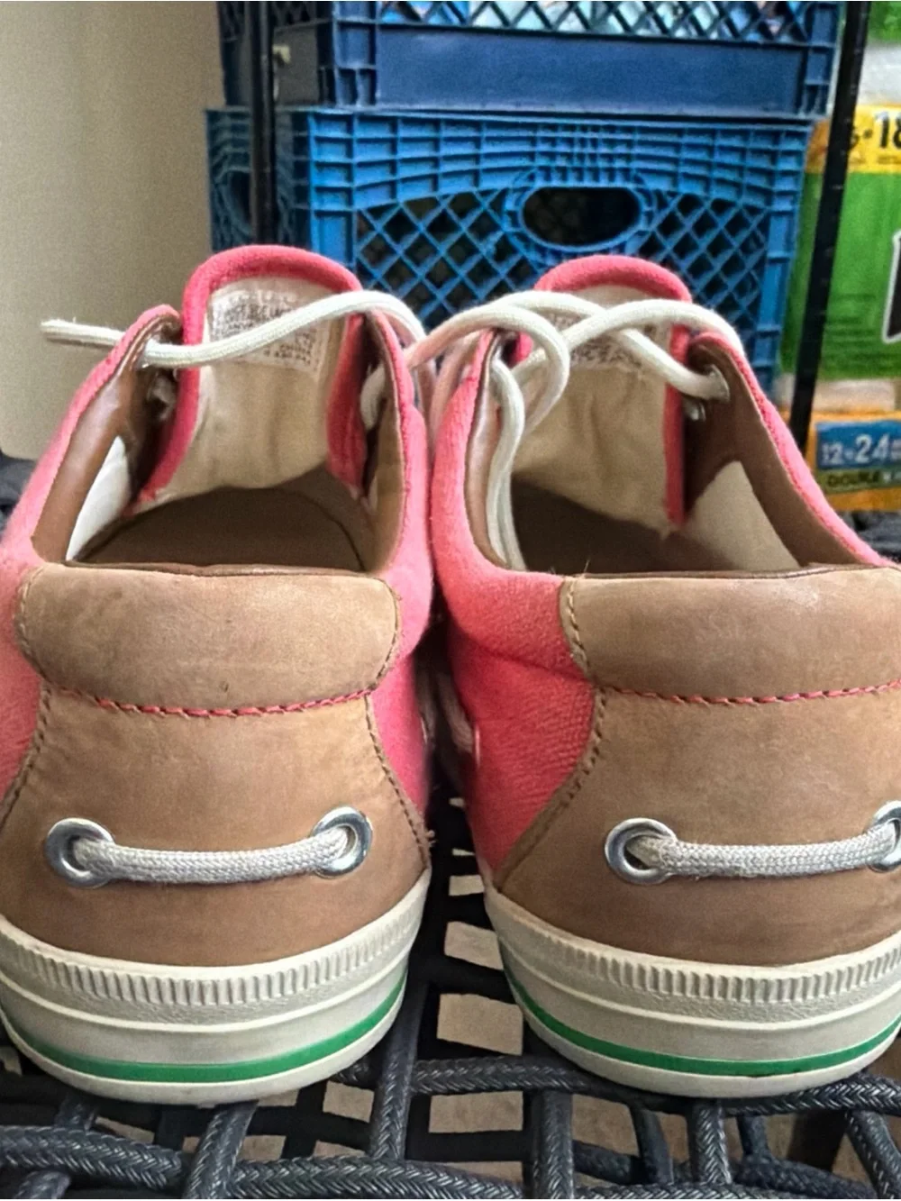 Polo by Ralph Lauren Men’s Coral Canvas Boat Shoes with Cream Laces